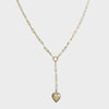 Venus Puff Heart Lariat Necklace Gold Filled