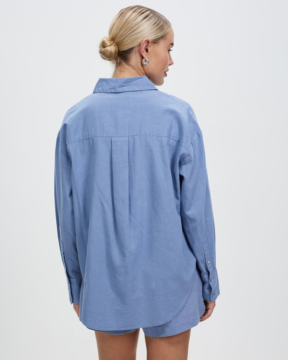 Grace Linen Blend Long Sleeve Shirt Glacial