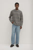 Luca Merino Stripe Crew Neck Knit Grey/Natural Marle