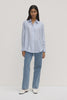 Spencer Stripe Silk Shirt Blue White Stripe