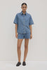 Boxy Denim Short Sleeve Shirt Dark Stone