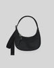 Small Recycled Leather Crescent Bag Black