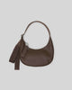 Small Recycled Leather Crescent Bag Brown