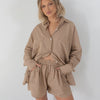 Adult Isla Stripe Cotton Set Caramel/Cream