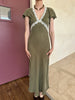 Lace Trim Maxi Dress Khaki